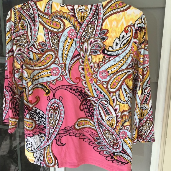 Woman top Chico’s top medium size 8 in ladies beautiful spring colors - Picture 14 of 16